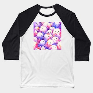 Watercolor kawaii ghosts pattern Baseball T-Shirt